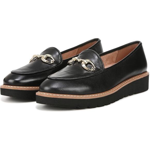 Naturalizer Womens Adiline-Bit Flat Loafers US 6 Wide EU 36 Black Leather EUC - Picture 1 of 14